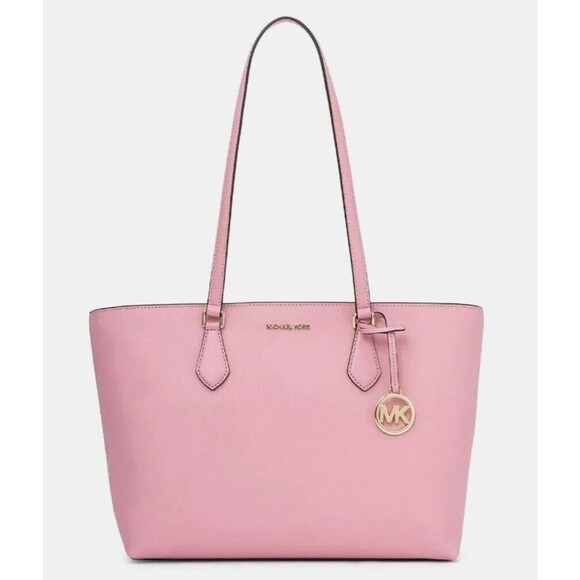 New Michael Kors Sheila Large Tote Saffiano Vegan Faux Leather Carnation - Picture 1 of 4